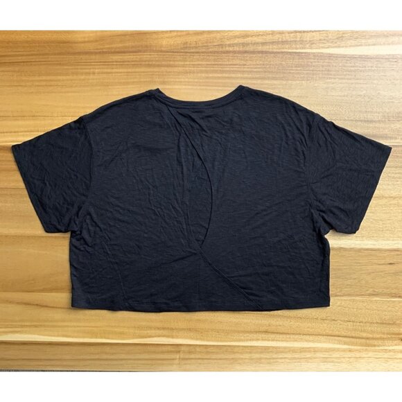 JoyLab Womens Activewear Black Short-Sleeve Cropped Boxy Fit T-Shirt Size Medium - Picture 5 of 10
